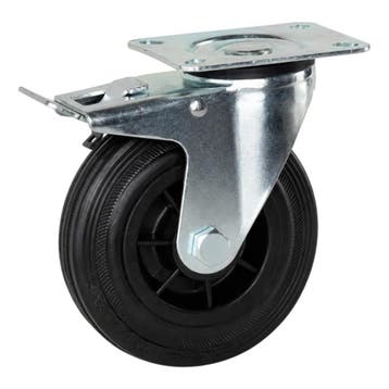 Rubberen zwenkwielen geremd 125 mm ZW002, Doe-het-zelf en Bouw, Zwenkwielen, Nieuw