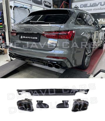 S6 Look Diffuser + Uitlaat tips voor Audi A6 C8 S line, Ophalen of Verzenden