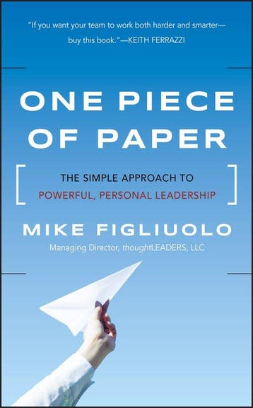 One Piece of Paper 9781118049594 Mike Figliuolo, Livres, Verzenden, Mike Figliuolo