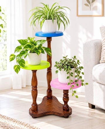 Table à plantes - Bois - Porte-plantes stylisé pop