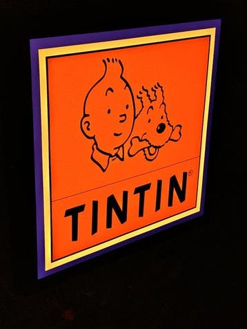 Tintin Boutique - Lichtbord - aluminium, kunststof, staal,