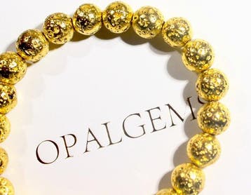 No Reserve Bracelet avec des perles de lave - doré- 17 g, Collections