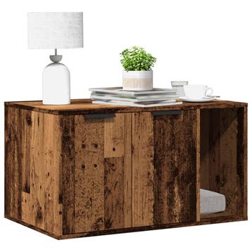 vidaXL Kattenbakkast 80x50x45 cm bewerkt hout oud, Verzenden