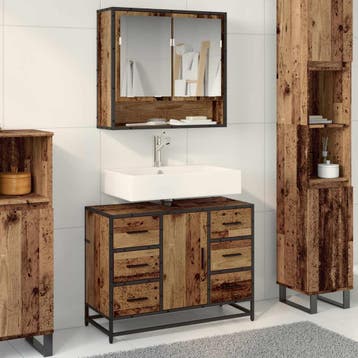 vidaXL Badkamermeubel Set 2 st Oud Hout 80 x 33 x 60 cm, Verzenden, Nieuw