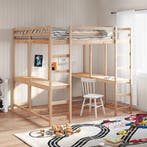 vidaXL Hoogslaper met bureau en ladder massief grenenhout, Huis en Inrichting, Verzenden, Nieuw