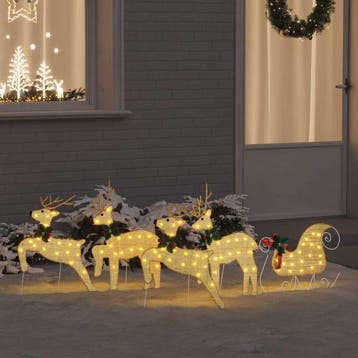 vidaXL LED Rendieren 5 st Goud 43 x 18 x 66 cm Stof, Verzenden, Nieuw