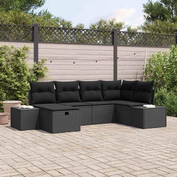 vidaXL Bankstel 6 st poly rattan, Verzenden