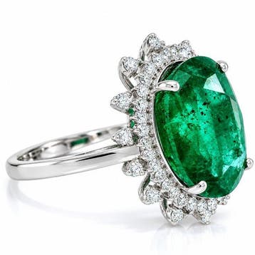 Bague Platine - 4.96ct. tw. Émeraude - Diamant - Bague