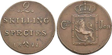 2 Skilling Kongsberg 1822 Norwegen: Karl Xiv Johann, 1818..., Verzenden, België