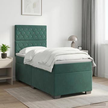 vidaXL Boxspringbed met matras Donkergroen 90 x 200 cm, Verzenden, Nieuw