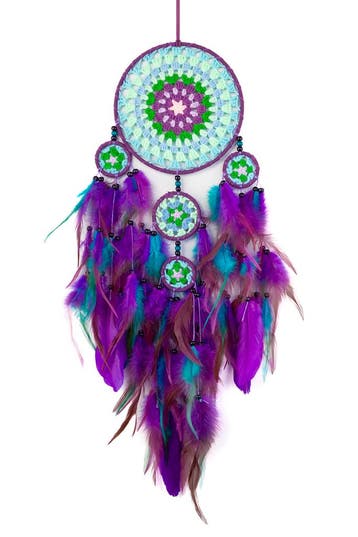 KIMU® Dromenvanger 5 Cirkels Paars Turquoise Dreamcatcher Ve, Ophalen of Verzenden, Nieuw