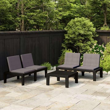 vidaXL 3-delige Loungeset met kussens kunststof grijs, Verzenden, Loungeset