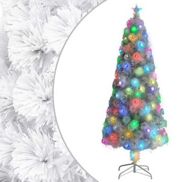 vidaXL Kunstkerstboom met verlichting 240 cm glasvezel wit, Verzenden