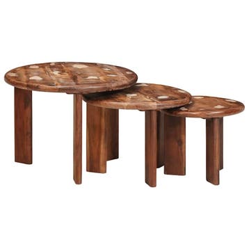 vidaXL Nesting Koffietafels 3 st Multikleur Ø 54 x 40 cm, Verzenden, Nieuw
