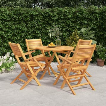 vidaXL 5-delige Tuinset massief teakhout, Verzenden, Nieuw, Tuinset
