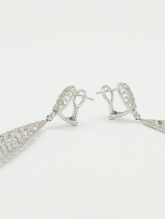 Oorbellen - 18 karaat Witgoud Diamant (Natuurlijk), Bijoux, Sacs & Beauté, Boucles d'oreilles