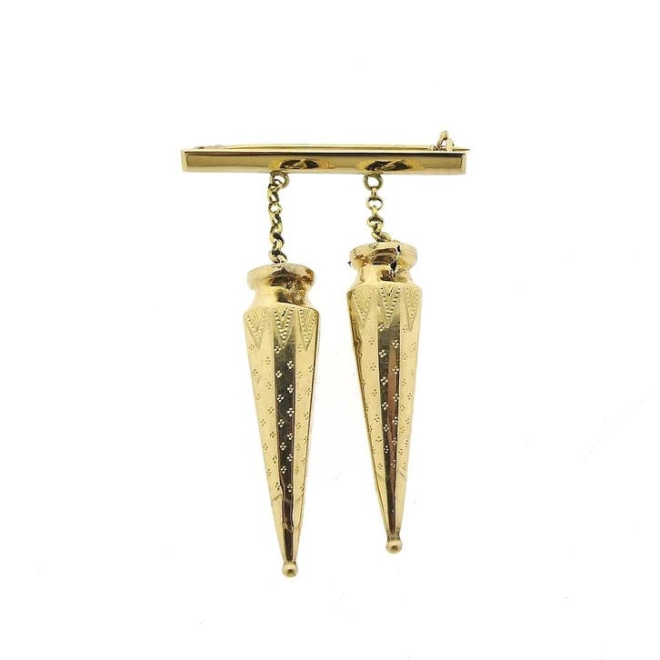 Gouden broche met breidoppen, Handtassen en Accessoires, Broches, Overige kleuren, Gebruikt, Goud, Ophalen of Verzenden