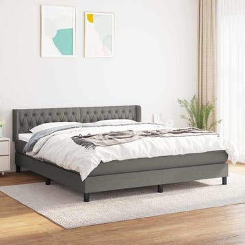 vidaXL Boxspring met matras stof donkergrijs 180x200 cm, Verzenden, Nieuw