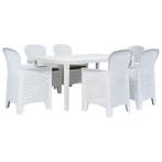 vidaXL 7-delige Tuinset rattan-look kunststof wit, Verzenden, Nieuw, Tuinset