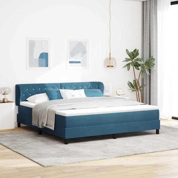 vidaXL Boxspring bed met hoofdeinde Donkerblauw 180 x 200 cm, Verzenden