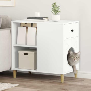 vidaXL Kattenhuis Wit 72 x 42,5 x 70 cm Bewerkt hout, Dieren en Toebehoren, Verzenden, Nieuw