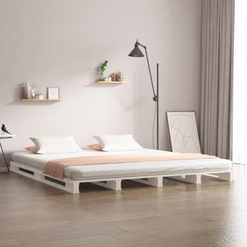 vidaXL Palletbed massief grenenhout wit 140x200 cm, Verzenden, Nieuw