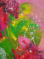Laura Capellini Art - GARDEN AT SUNSET (XXL) Acrilico su, Antiek en Kunst, Kunst | Schilderijen | Modern