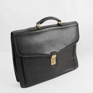 Balenciaga - Vintage Black Leather Briefcase Business Bag