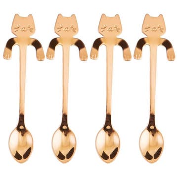 Fako Bijoux - Theelepel / Koffielepel Hangende Kat - Rosé, Verzenden, Nieuw