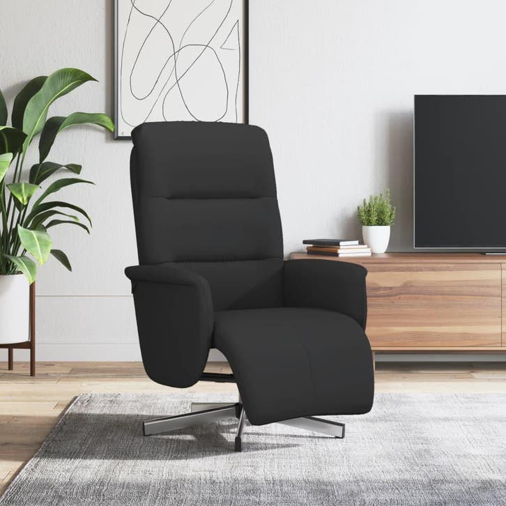 vidaXL Fauteuil verstelbaar met voetensteun stof zwart, Huis en Inrichting, Fauteuils, Nieuw, Verzenden