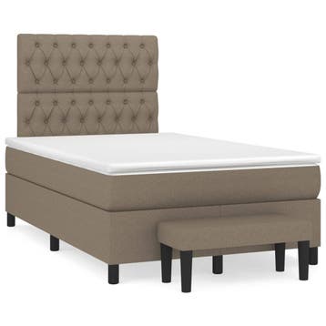 vidaXL Boxspring met matras stof taupe 120x190 cm, Verzenden