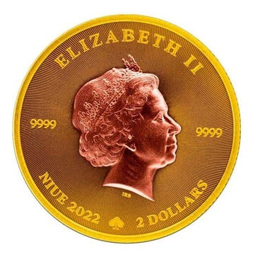 Niue. 2 Dollars 2022 - Shamrock Rose Gold and Gold Gilded