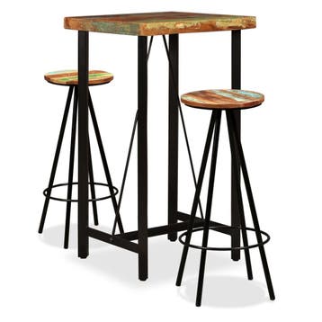 vidaXL Barset massief gerecycled hout 3-delig, Huis en Inrichting, Verzenden, Nieuw