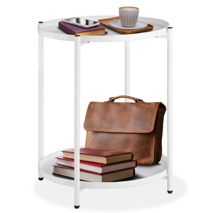 Bijzettafel Oxford 45,5x45,5x53cm - wit, Huis en Inrichting, Tafels | Bijzettafels, Verzenden
