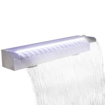 vidaXL Zwembadwaterval met LEDs rechthoekig 60 cm roestvrij, Verzenden, Nieuw
