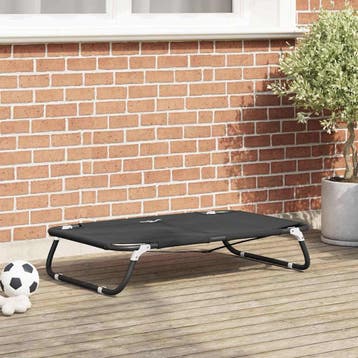 vidaXL Hondenbed 90 x 55 x 18 cm Staal Zwart, Dieren en Toebehoren, Verzenden, Nieuw
