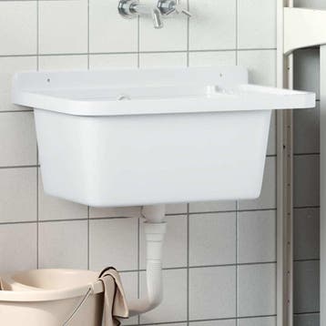vidaXL Gootsteen wandgemonteerd 60x40x28 cm hars wit, Huis en Inrichting, Verzenden, Nieuw