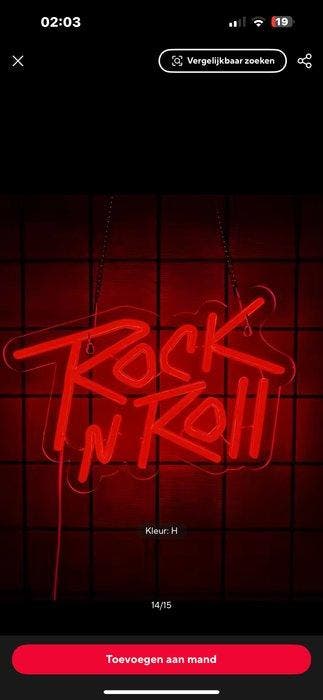 No reserve-Rock & Roll neon led met aan en uit