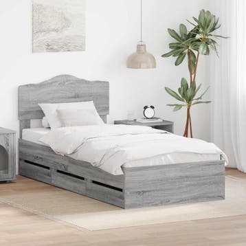 vidaXL Bedframe met lade Grijs Sonoma 90 x 200 cm, Verzenden, Nieuw