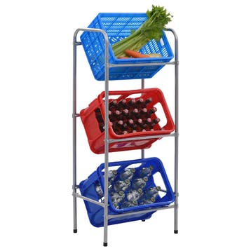 vidaXL Opbergrek voor 3 kratten 50x33x116 staal, Maison & Meubles, Armoires | Étagères, Verzenden