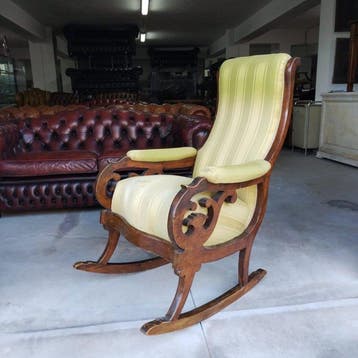 Ebanista Italiano - Chaise à bascule - fauteuil - Noyer -