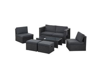 Veiling - Polyrotan Loungeset / Tuinset Salou - Zwart, Tuin en Terras, Nieuw