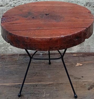 Plantentafel - hout en ijzer - Tafel van hout en ijzer, Antiek en Kunst