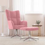 vidaXL Relaxstoel met voetenbank fluweel roze, Huis en Inrichting, Verzenden, Nieuw