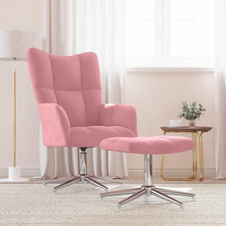 vidaXL Relaxstoel met voetenbank fluweel roze, Huis en Inrichting, Fauteuils, Nieuw, Verzenden