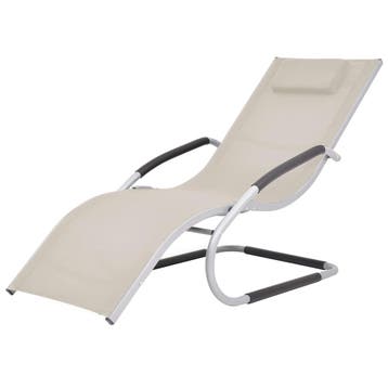 vidaXL Ligbed met kussen aluminium en textileen crème, Tuin en Terras, Verzenden, Nieuw