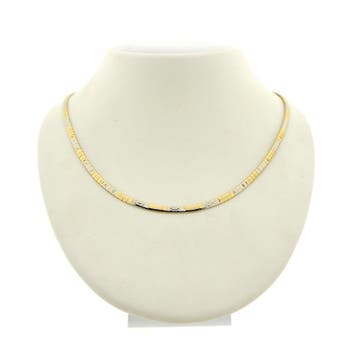 Bicolor gouden omega schakelcollier (Ketting), Ophalen of Verzenden, Gebruikt, Goud, Goud