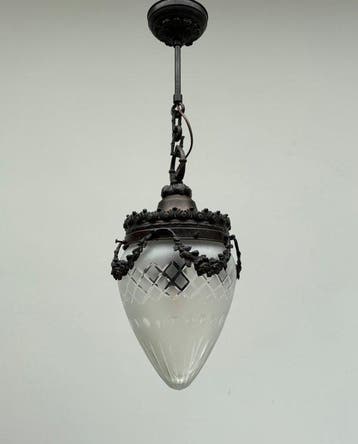 Plafondlamp - Glas, Messing, Brons - Klassieke Hanglamp