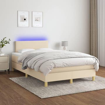 vidaXL Boxspring met matras en LED stof crèmekleurig 120x200, Verzenden, Nieuw