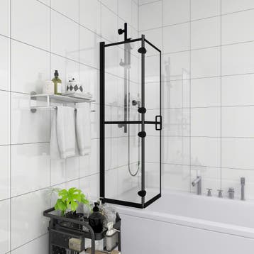 vidaXL Douchewand inklapbaar 80x140 cm ESG zwart, Verzenden, Nieuw